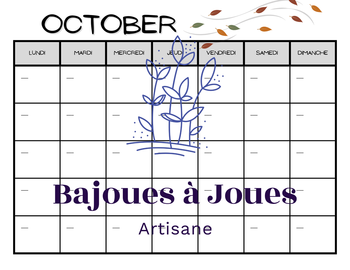 Calendrier Minimaliste (Fichers imprimable)