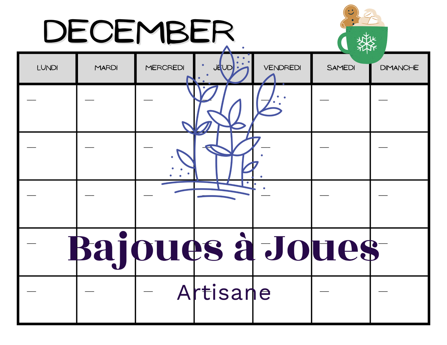 Calendrier Minimaliste (Fichers imprimable)