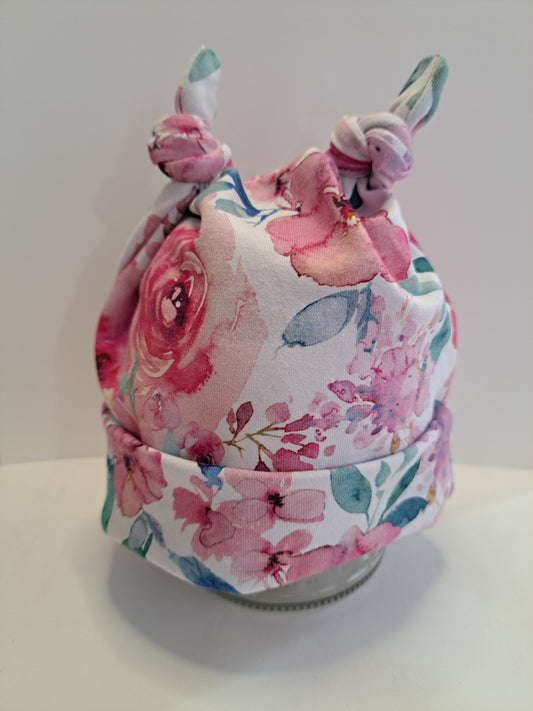 Bonnet bébé  0-3 mois - Rose aquarelle