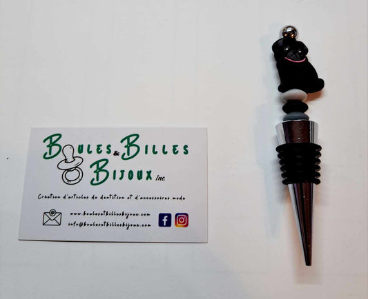 Bouchon à Vin - Chien au collier rose