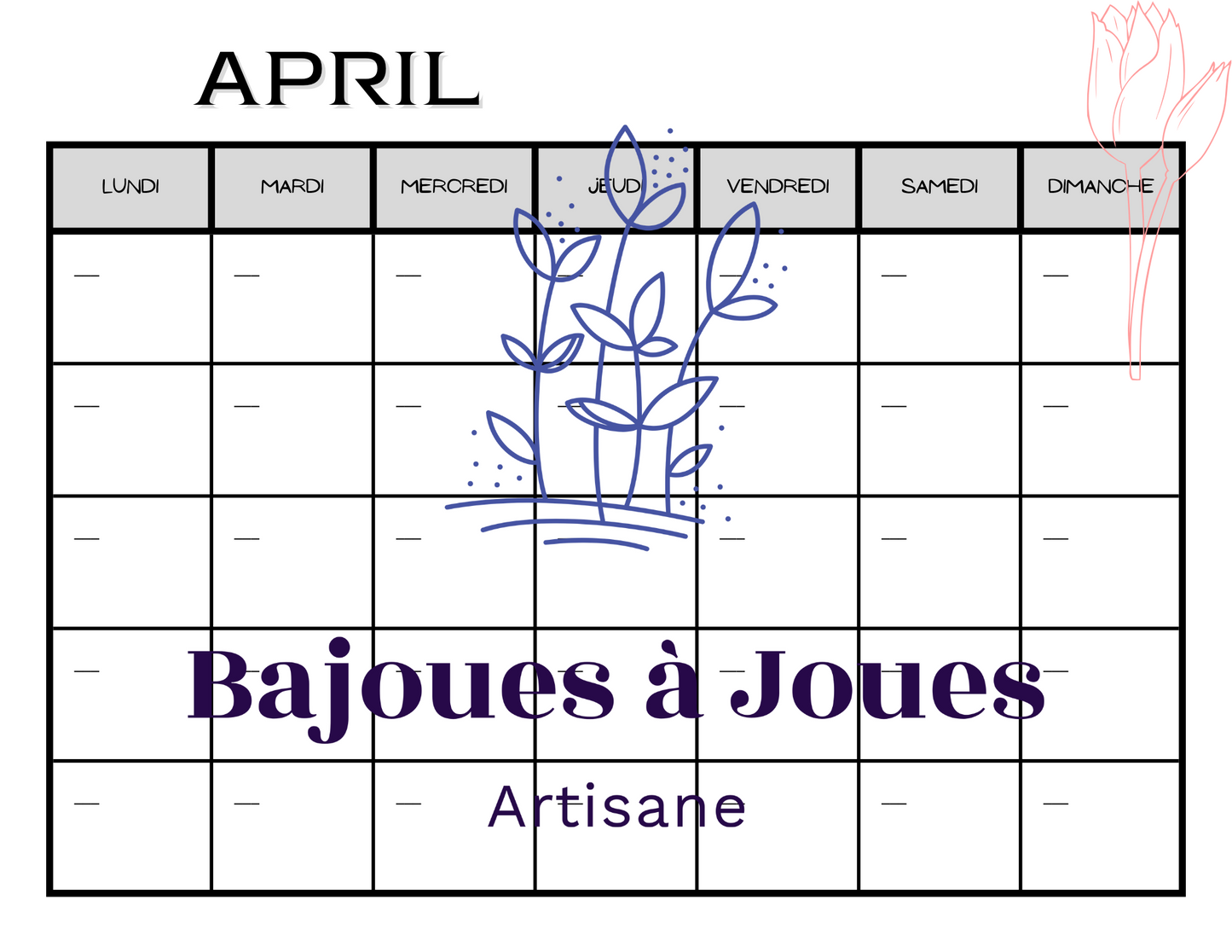 Calendrier Minimaliste (Fichers imprimable)