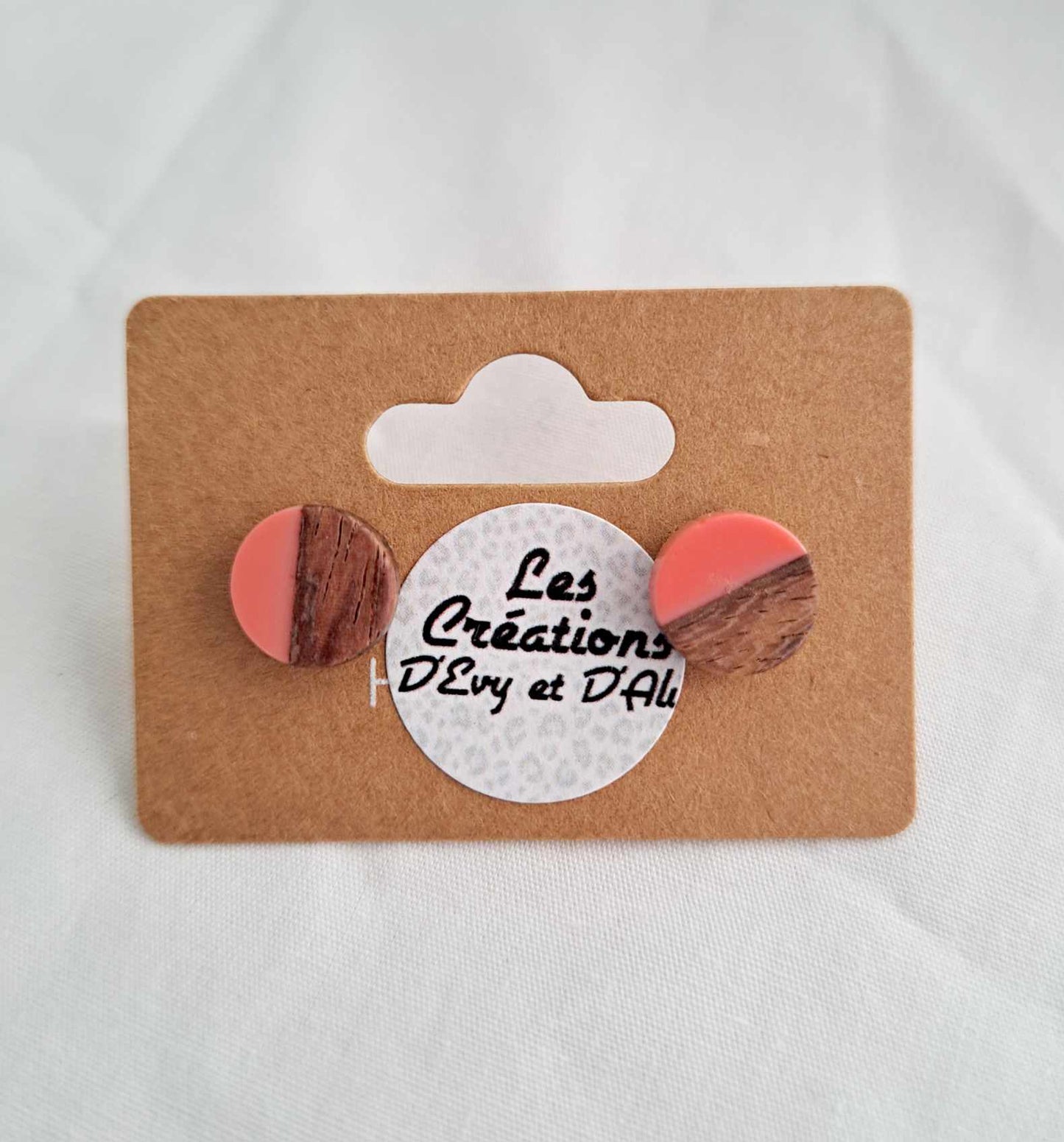 Boucles D'oreille d'Evy - petite ronde bois et époxy (plusieurs couleurs)