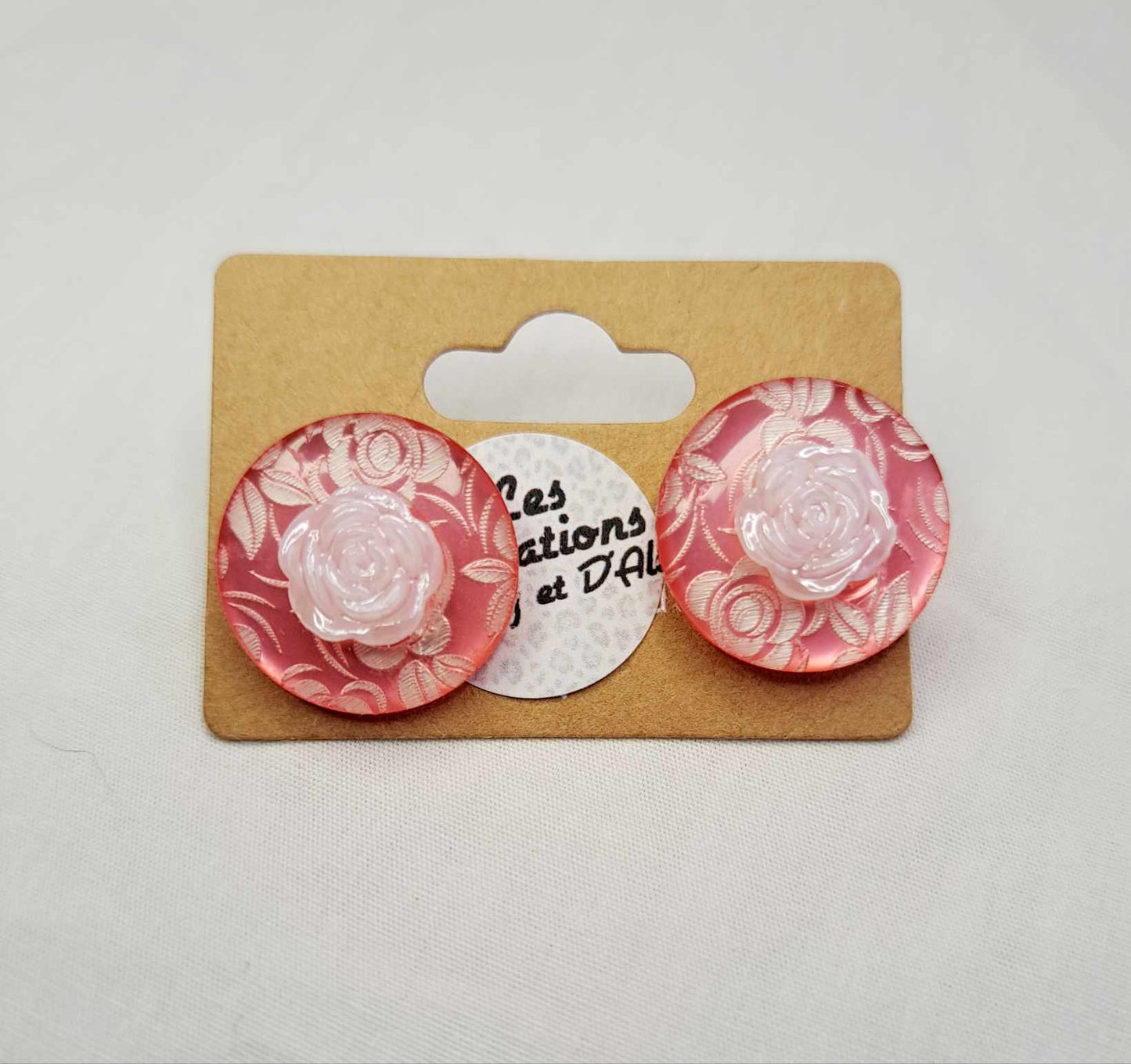Boucles D'oreille d'Evy - Dentelle Rose