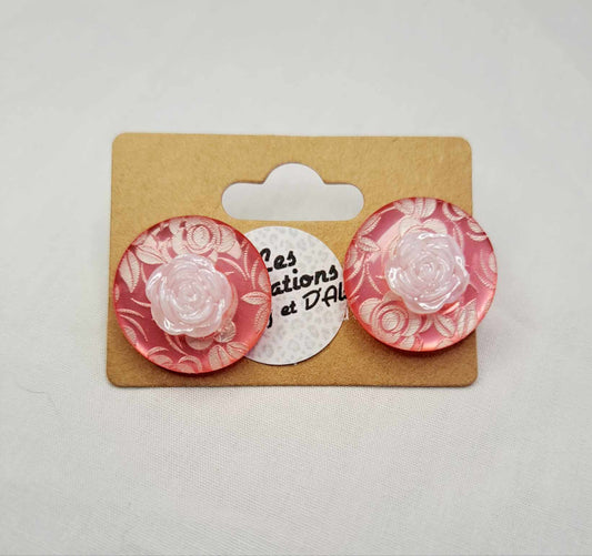 Boucles D'oreille d'Evy - Dentelle Rose