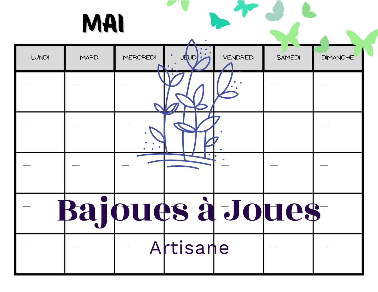 Calendrier Minimaliste (Fichers imprimable)