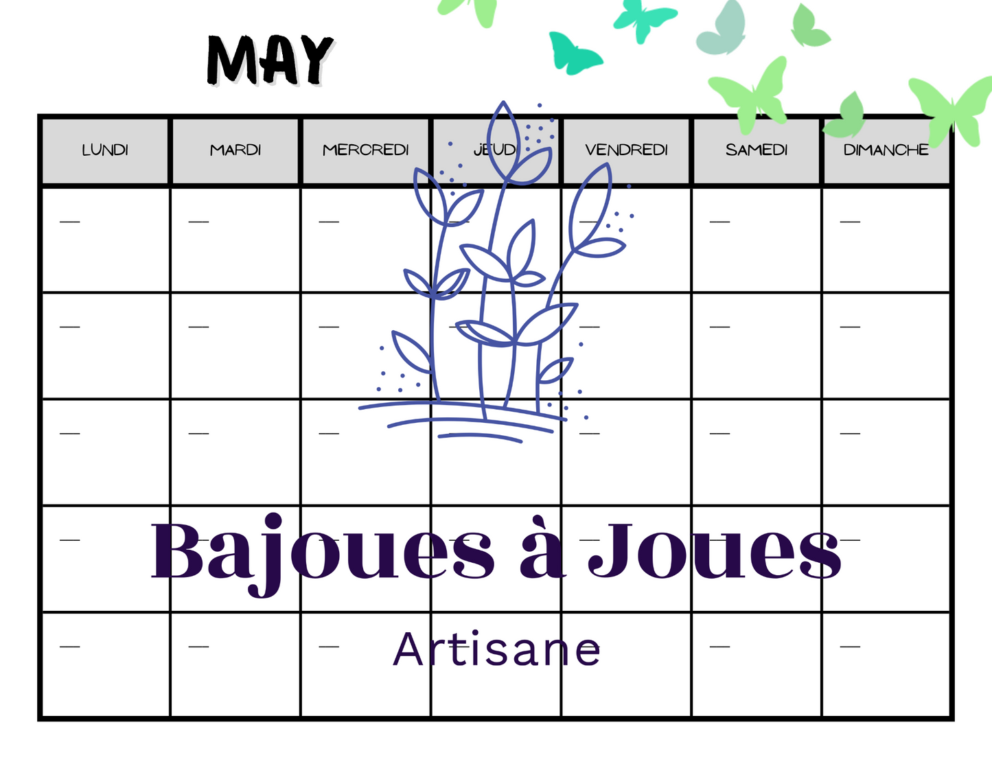 Calendrier Minimaliste (Fichers imprimable)