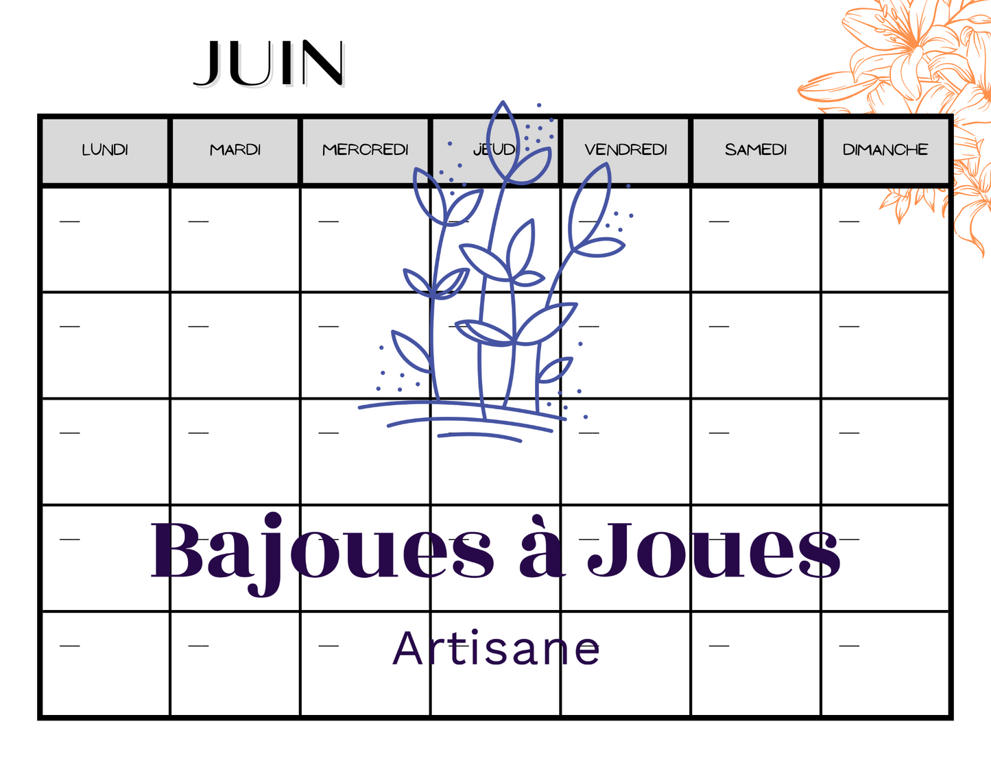 Calendrier Minimaliste (Fichers imprimable)