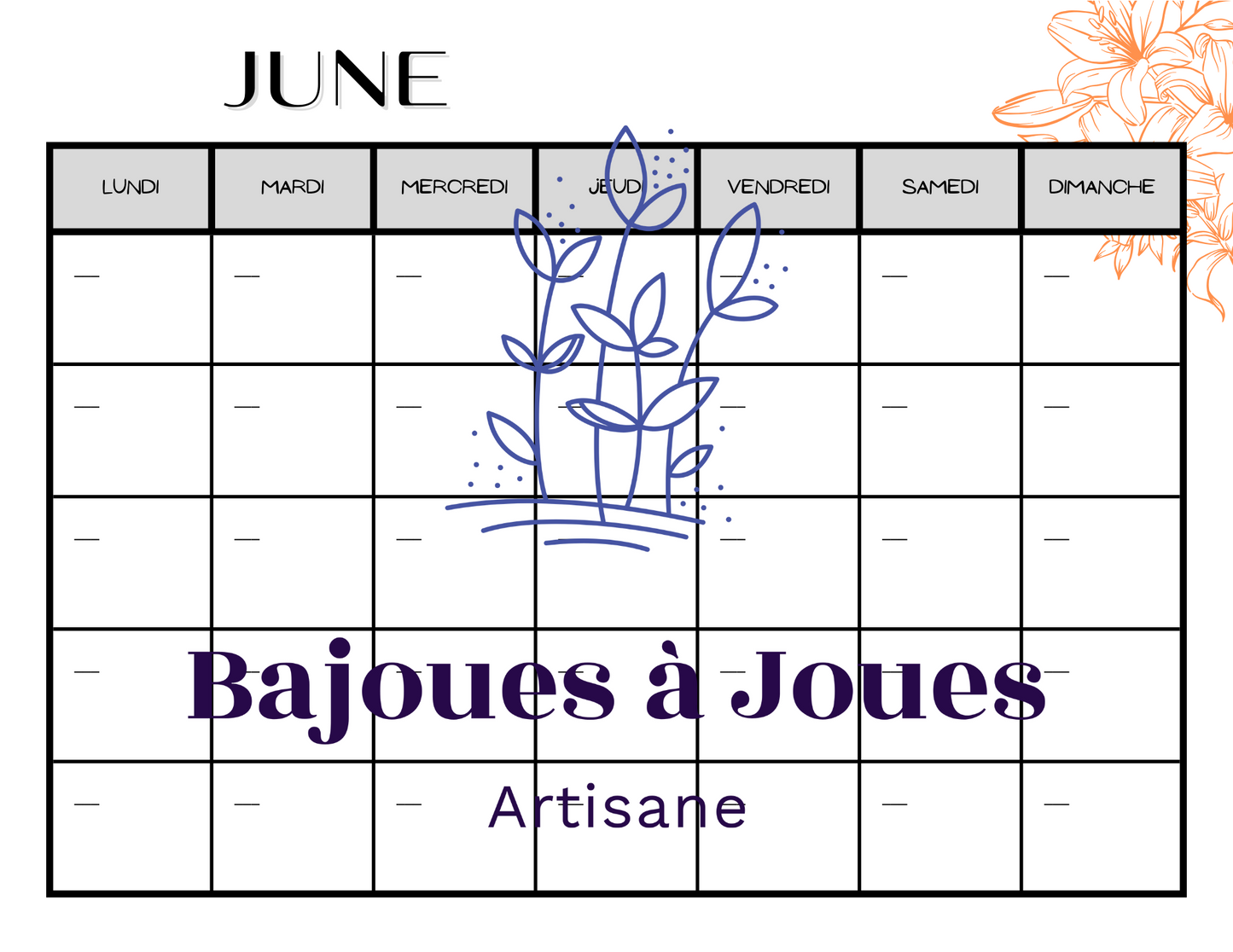 Calendrier Minimaliste (Fichers imprimable)