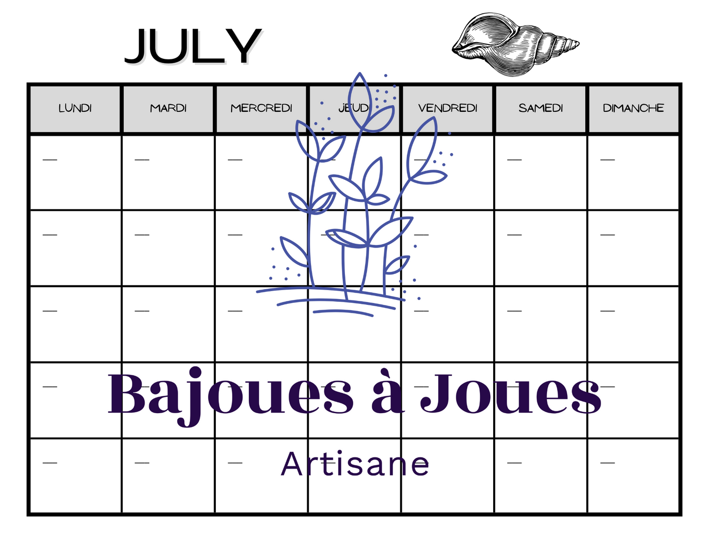 Calendrier Minimaliste (Fichers imprimable)