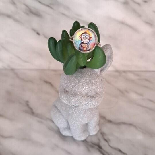 Bague ajustable - Singe rigolo