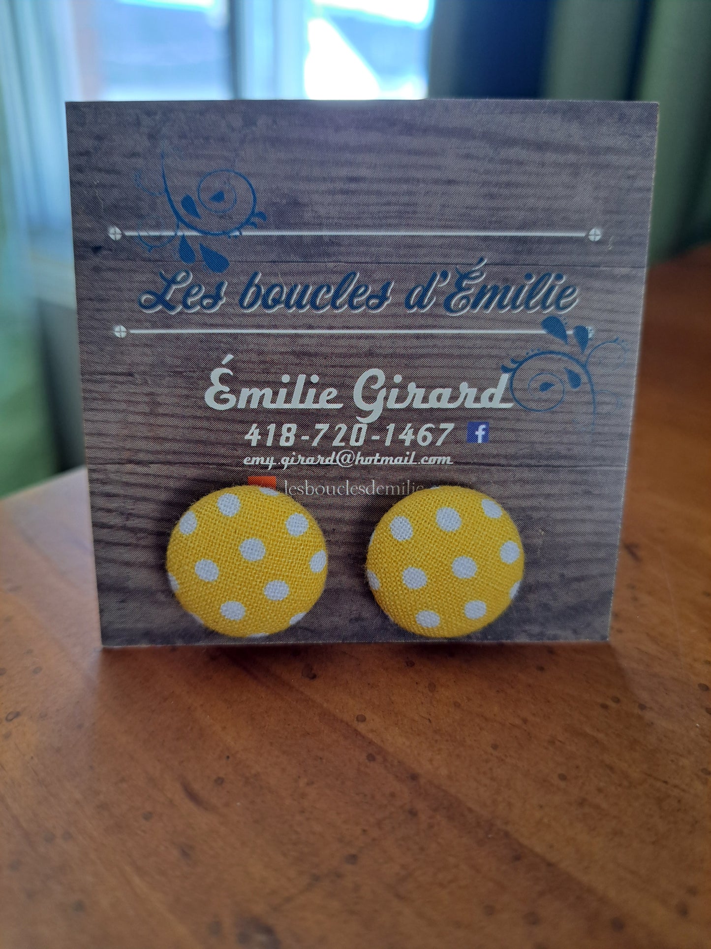 Boucles d'oreilles - pois jaune