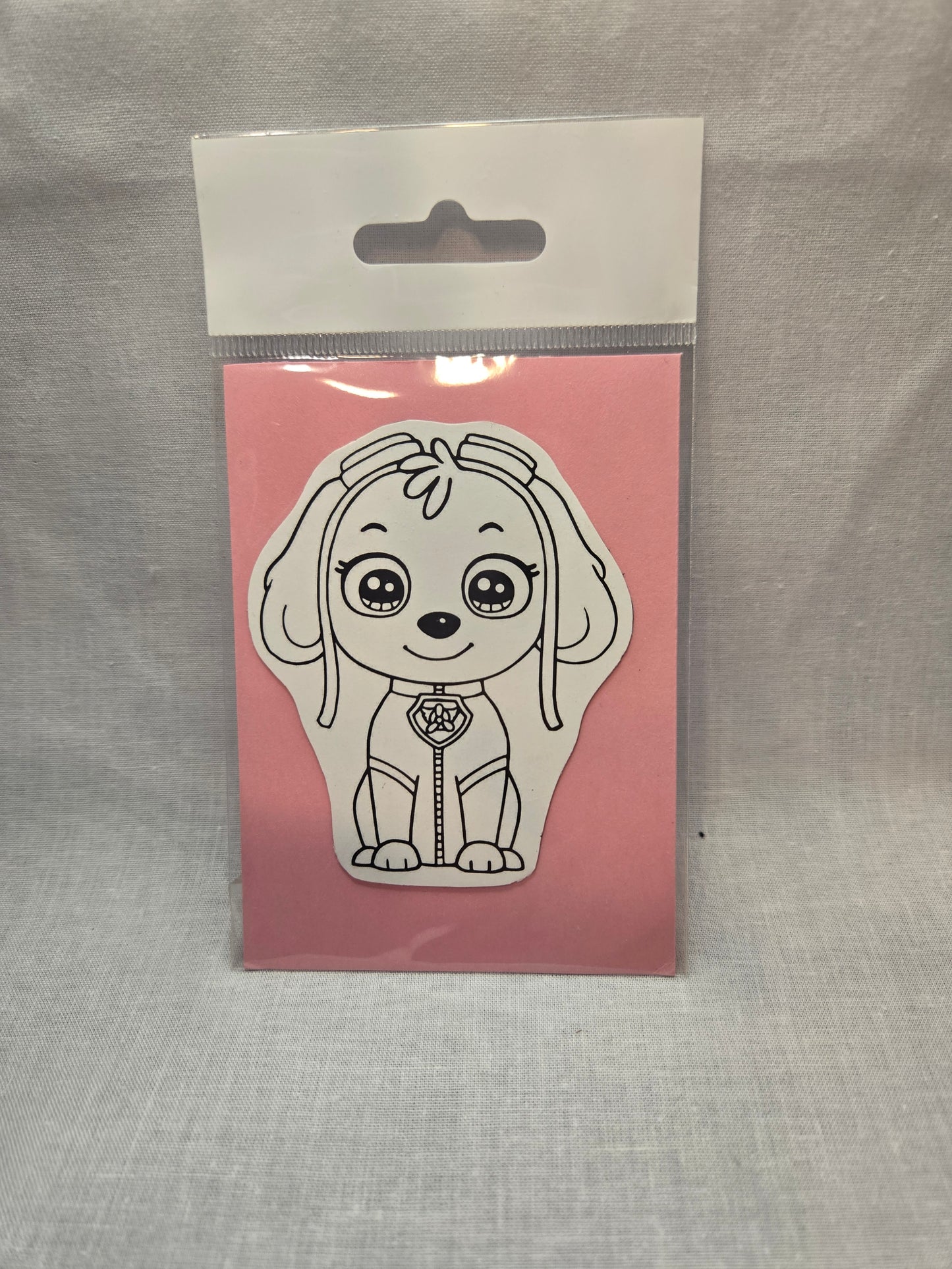 Aimant à colorier - Chien rose