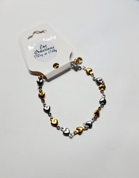 Bracelet - Coeur argent et or