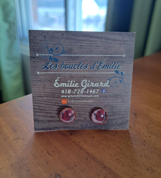 Boucles d'oreilles - feuillage rose