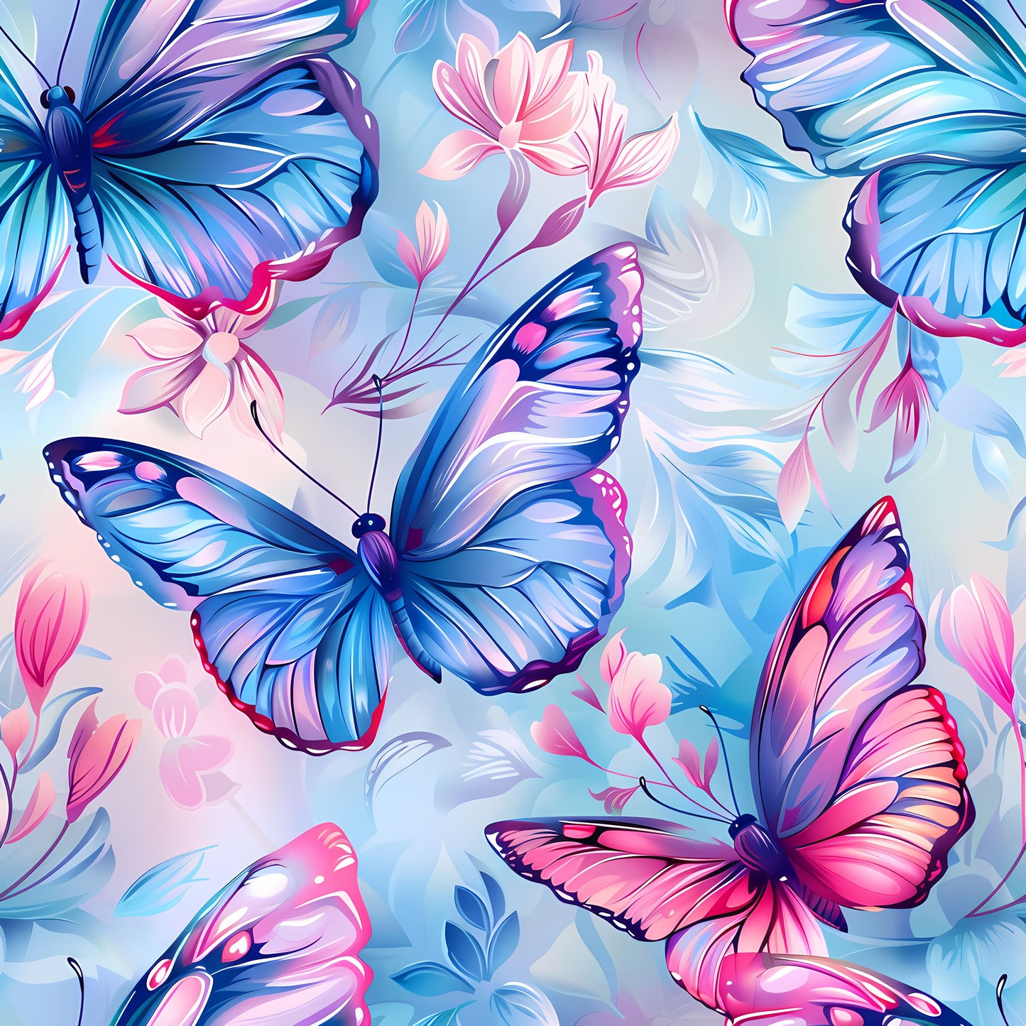 Linges à vaisselle - Papillons rose/mauve/bleu