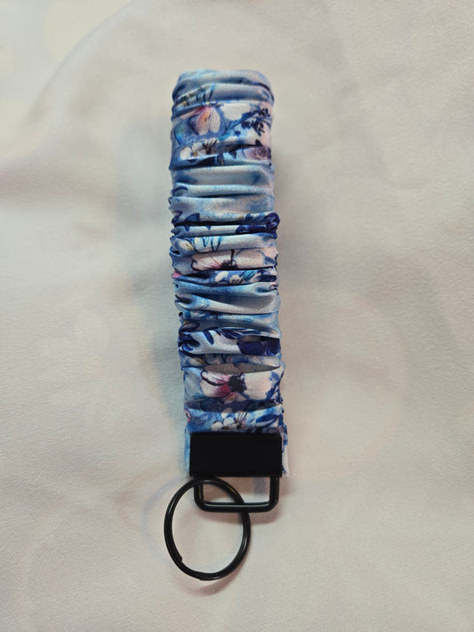 Porte-Clé en chouchou -  Fleur bleu