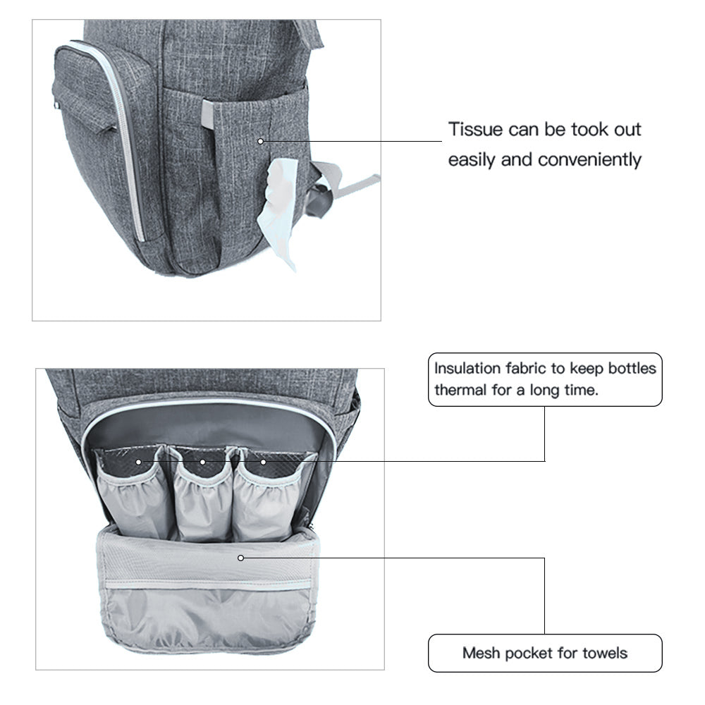 LeaMark Sac à langer Sac à dos Maternité Nappy - Sac étanche multifonction -