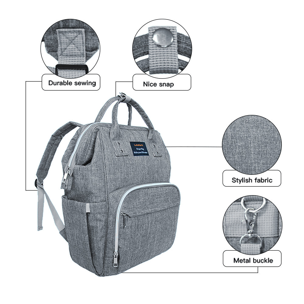 LeaMark Sac à langer Sac à dos Maternité Nappy - Sac étanche multifonction -