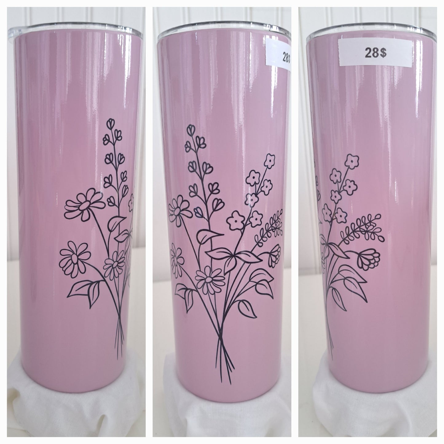 Bouteille isotherme - Bouquet mauve