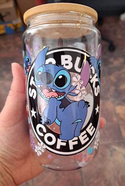 Gobelet en verre avec paille - Stitch starbuck