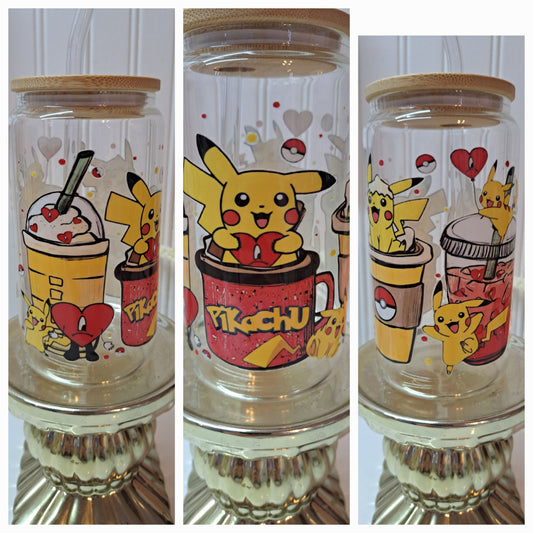 Gobelet en verre avec paille - Pikachu