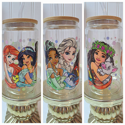 Gobelet en verre avec paille - Princesses