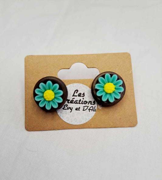 Boucles D'oreille d'Evy - Les Fleurs turquoise