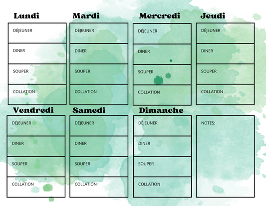 Planificateur de Repas Réutilisable