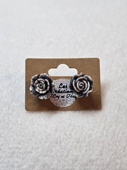 Boucles d'oreille d'Evy - Rose grise