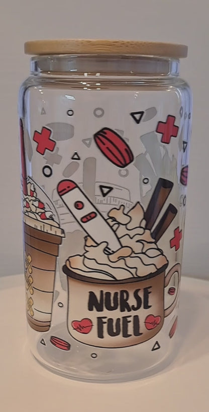 Gobelet en verre avec paille - Nurse Fuel