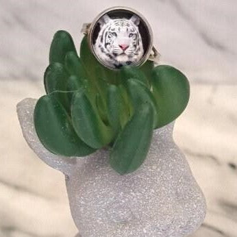 Bague ajustable - Tigre Blanc