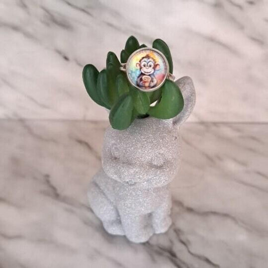 Bague ajustable - Singe rigolo