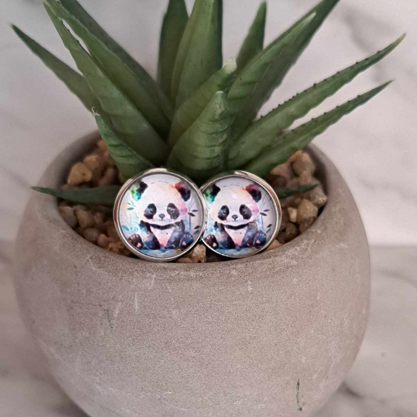 Boucles d'oreilles en acier inoxydable - Panda