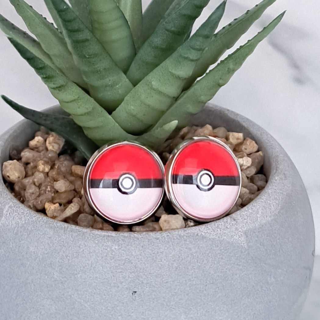 Boucles d'oreilles en acier inoxydable - Pokemon Ball