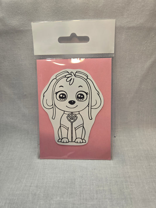 Aimant à colorier - Chien rose