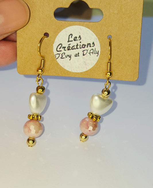 Boucles d'Evy- Pendante Coeur et perle