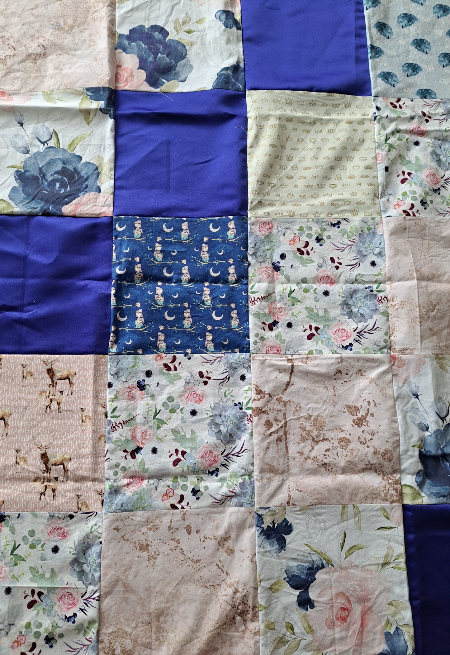 Panneau de couverture pour bébé -hiboux, fleurs