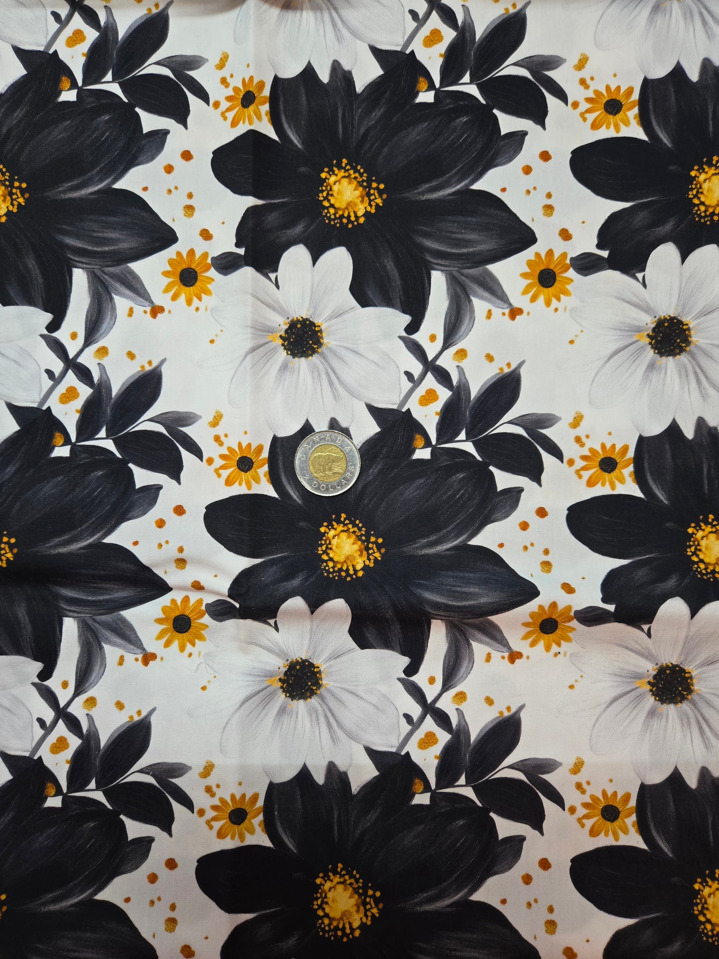 Coton - fleur noir et blanc