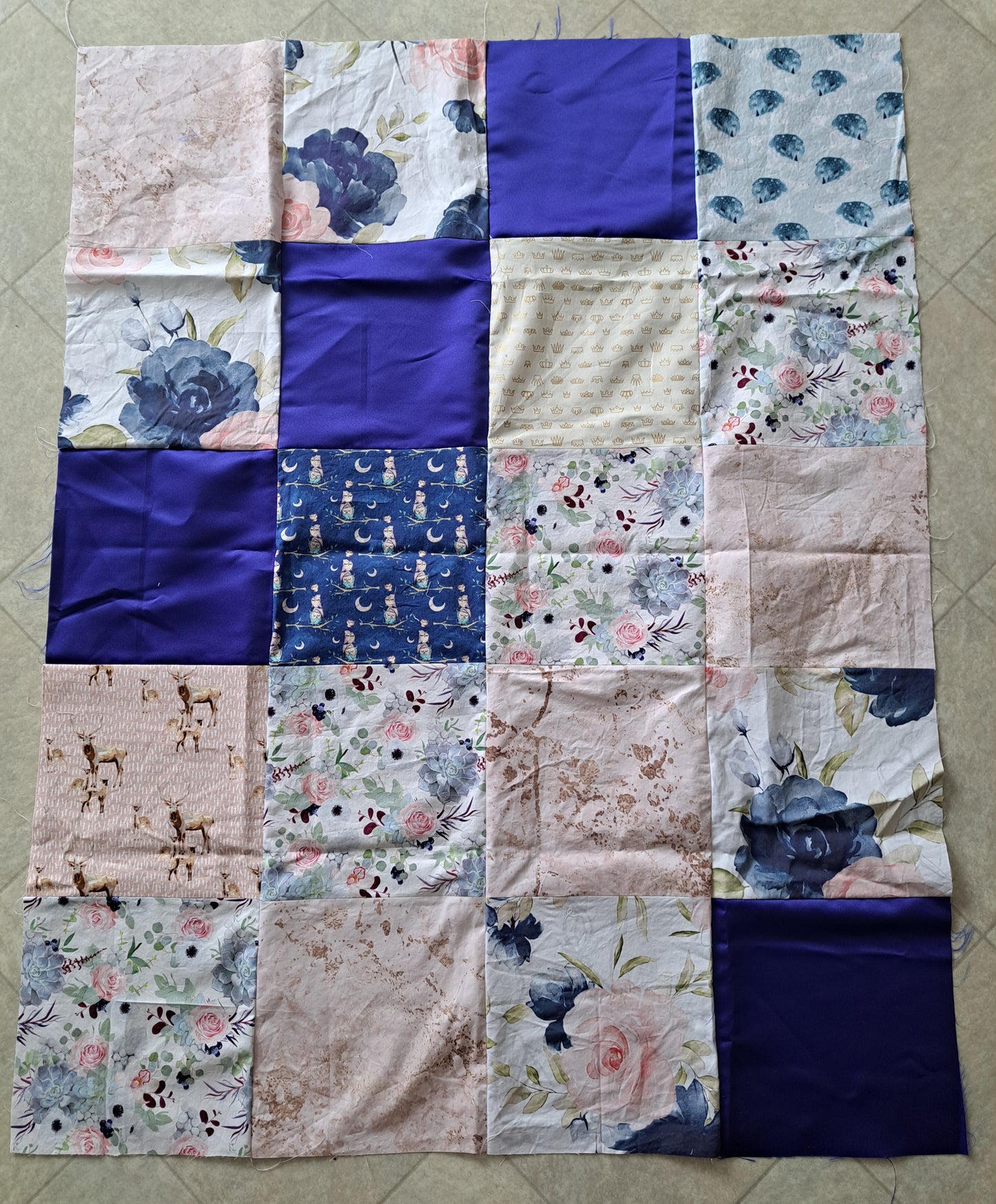 Panneau de couverture pour bébé -hiboux, fleurs